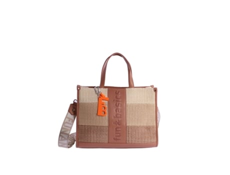 Mala de Mão para Mulher FUN&BASICS (33 x 13 x 25 cm - Raffia  - Multicor)