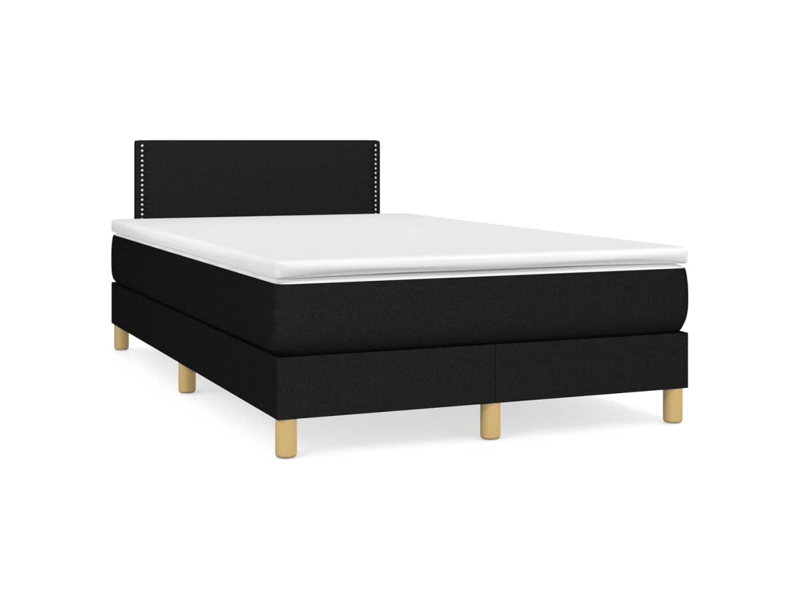 Vidaxl Cama Box Spring C/ Colchão e Led 120x190 Cm Tecido Preto