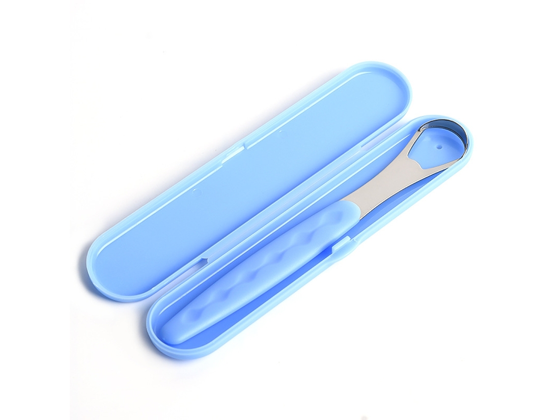 Raspador Lingual Em Abs Azul Da Marca Yuysan Limpeza Bucal Diária