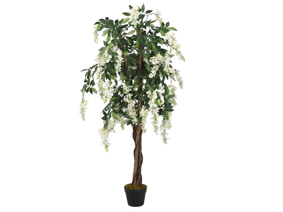 Glicínia Artificial 840 Folhas 120 Cm Verde E Branco