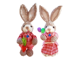 Conjunto de 2 Bonecos de Pano Coelhos Decorativos para Páscoa, 23cm LAXISCREED