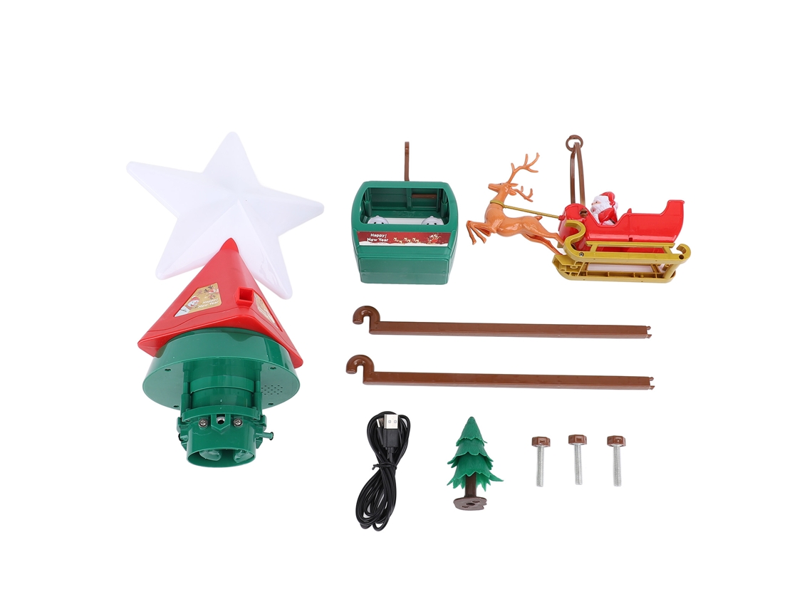 Topo de Árvore de Natal Estrela com Luz Rotativa Música Altura Ajustável Decorativo S/MARCA