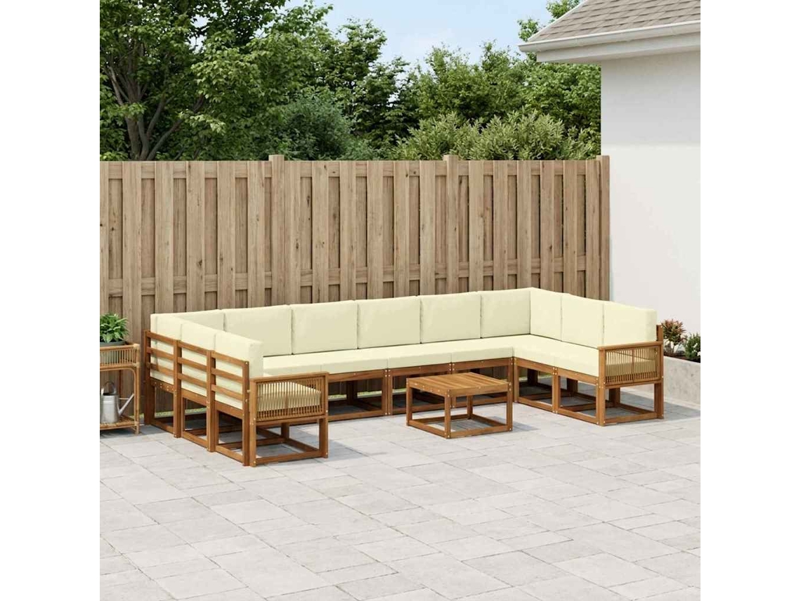 Vidaxl Conjunto De Sofás Para Exterior 11 Pcs Natural E Creme