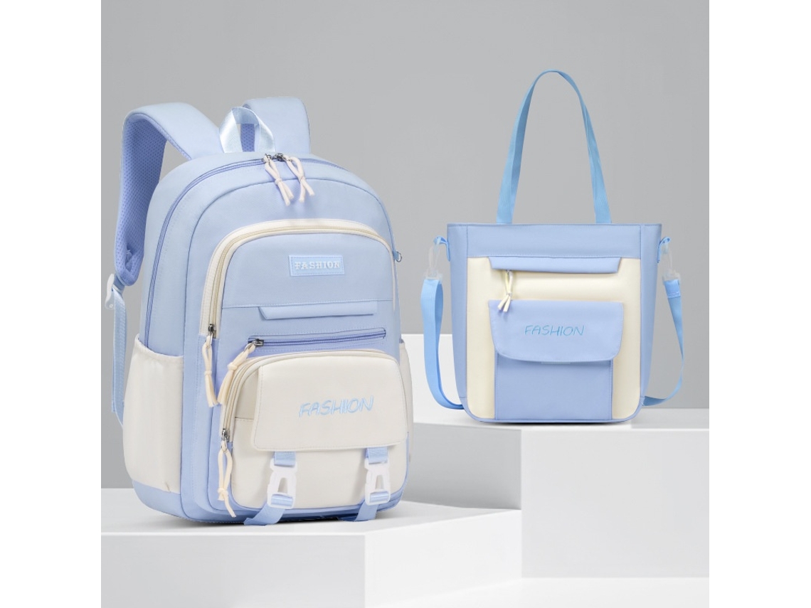Mochila Escolar Impermeável Com Compartimento Para Computador Portátil 15,6 Polegadas, Grande Capacidade Azul Elysve