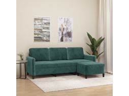 Vidaxl Sofá De 3 Lugares Com Apoio De Pés 180 Cm Veludo Verde-escuro