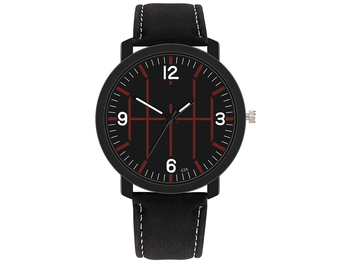 Relógio masculino de quartzo com pulseira de couro, bracelete casual e visor de cristal.