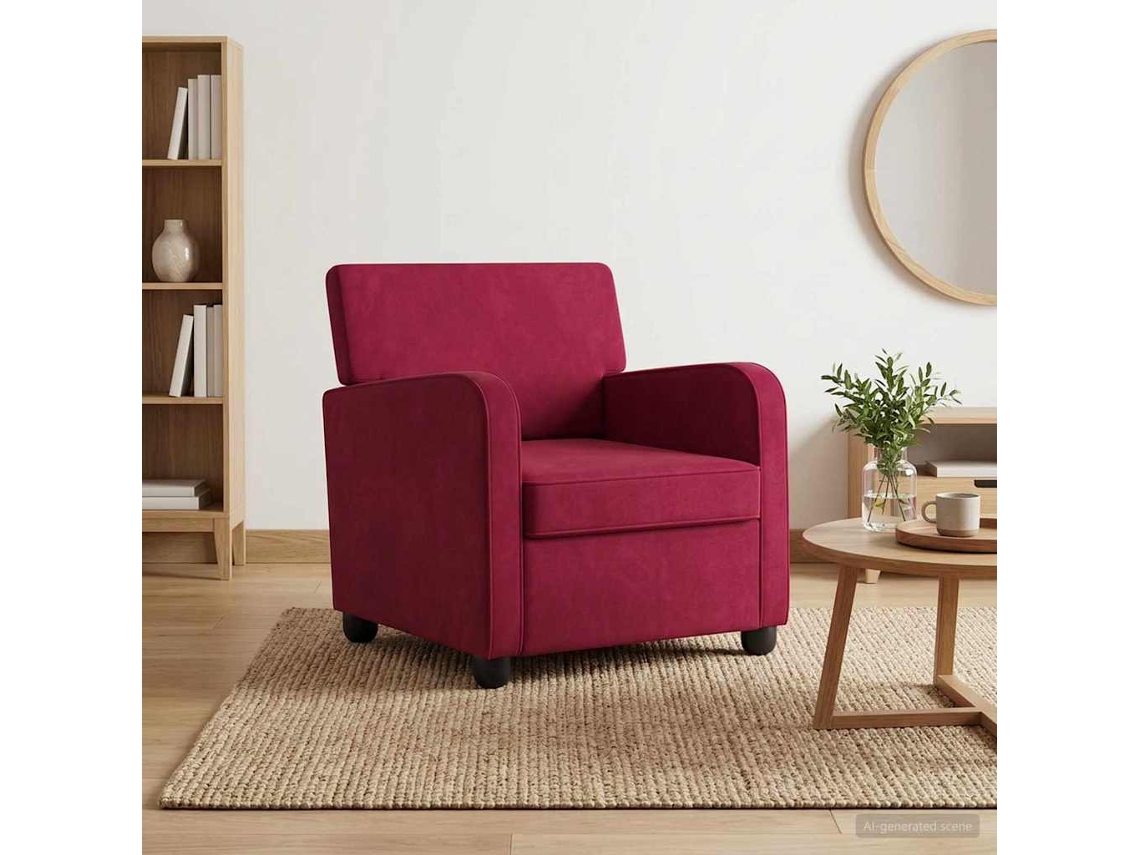 Vidaxl Poltrona Vinho Vermelho Veludo