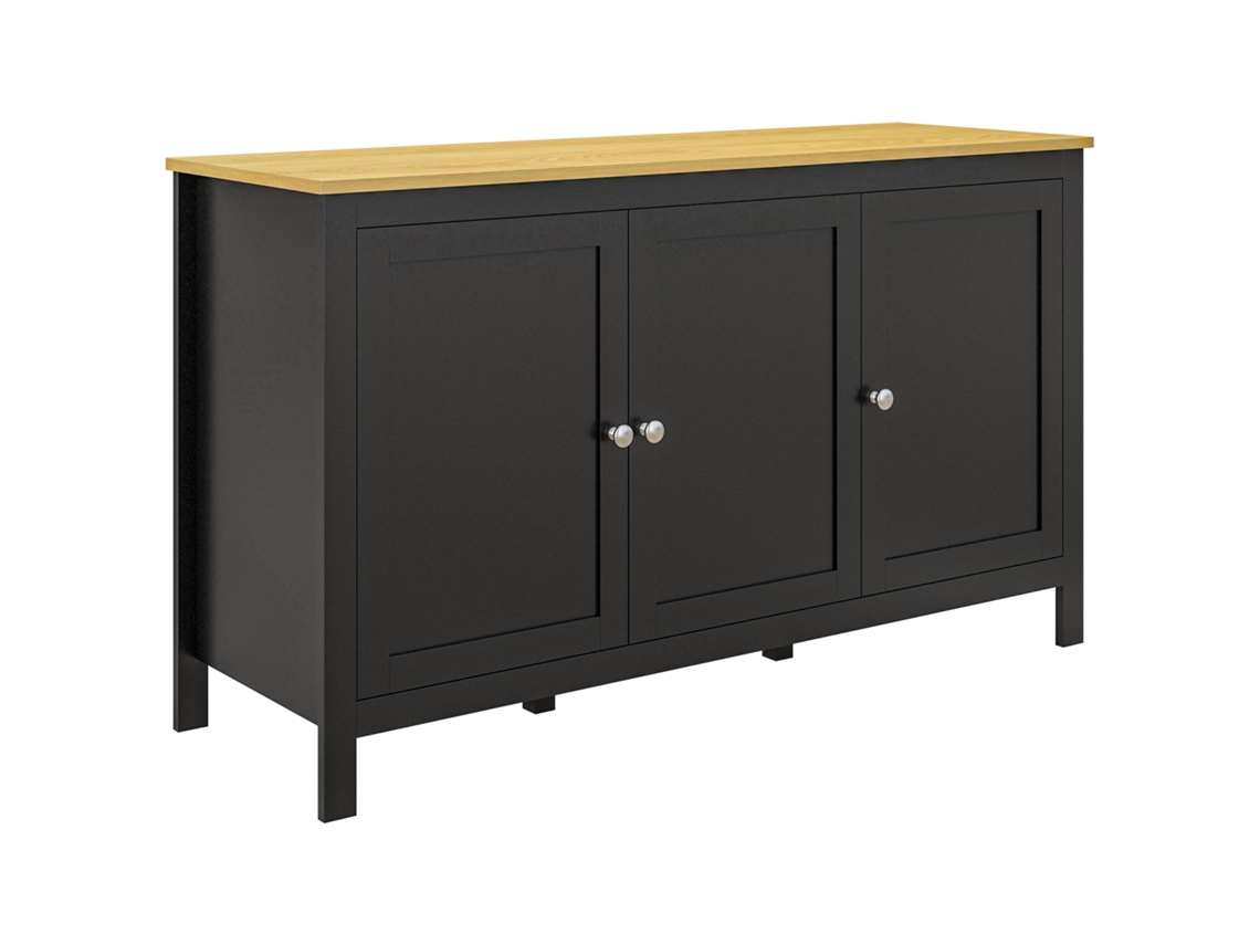 Aparador De 3 Portas, Aparador Para Sala De Estar Com Prateleiras Ajustáveis Para Cozinha, Corredor, Sala De Jantar, Preto, 120x40x70 Cm