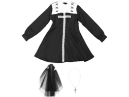 Fantasia assustadora de Freira para o Halloween: Vestido com roupa e roupa com Cruz Preta (tamanho XL)