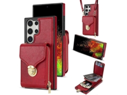 Capa Carteira Para Celular Com Zíper E Detalhes Em Metal Para Samsung Galaxy S23 Ultra 5g