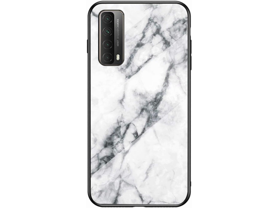 Capa Mármore Proteção Traseira para Huawei P Smart 2021 HONGWE. Textura Macia Branco