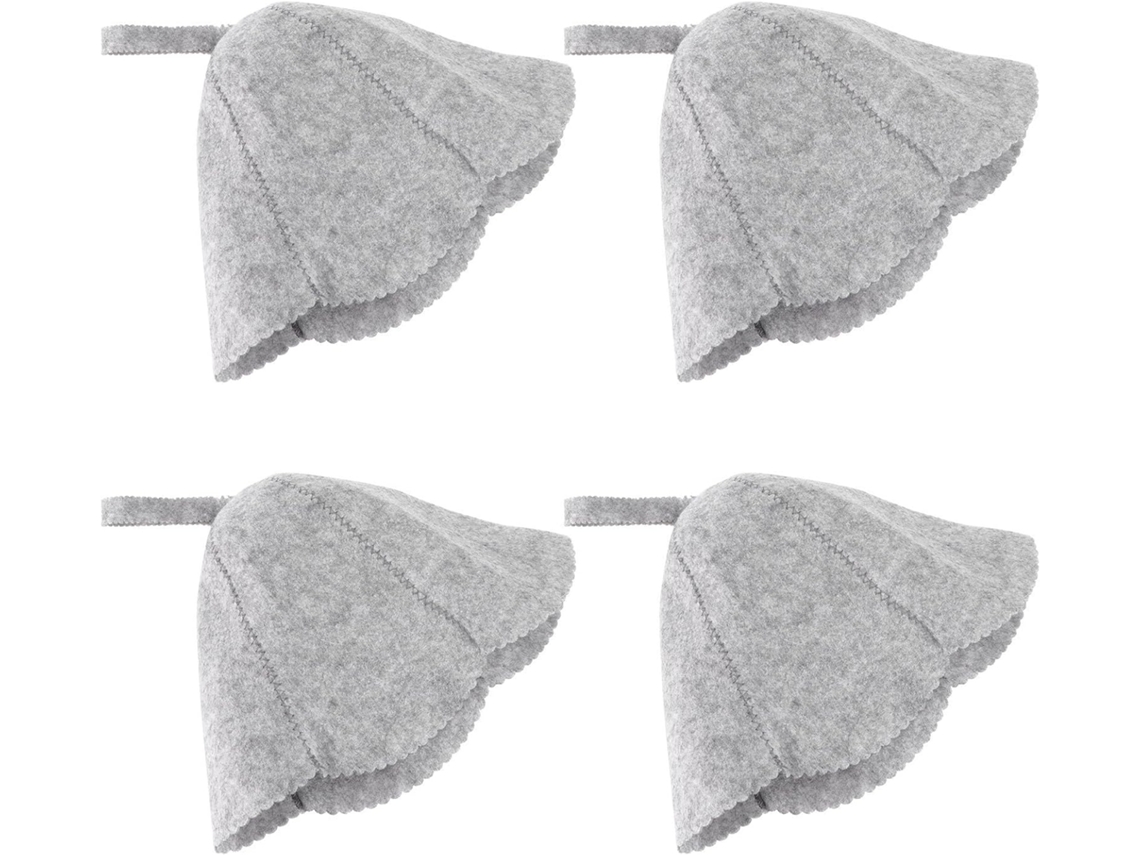 Conjunto De 4 Peças De Touca De Sauna E Natação Em Feltro Cinza