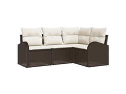 Conjunto 4 Sofá De Jardim Vidaxl Castanho Vime Pe (55 X 55 X 37 Cm)
