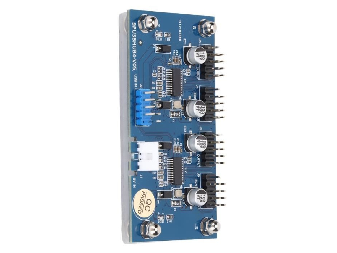 HURRISE Adaptador de Conector de 9 Pinos Cabeçalho Usb de 9 Pinos 1 Macho para 4 Fêmeas Placa de Cabo de Extensão Para