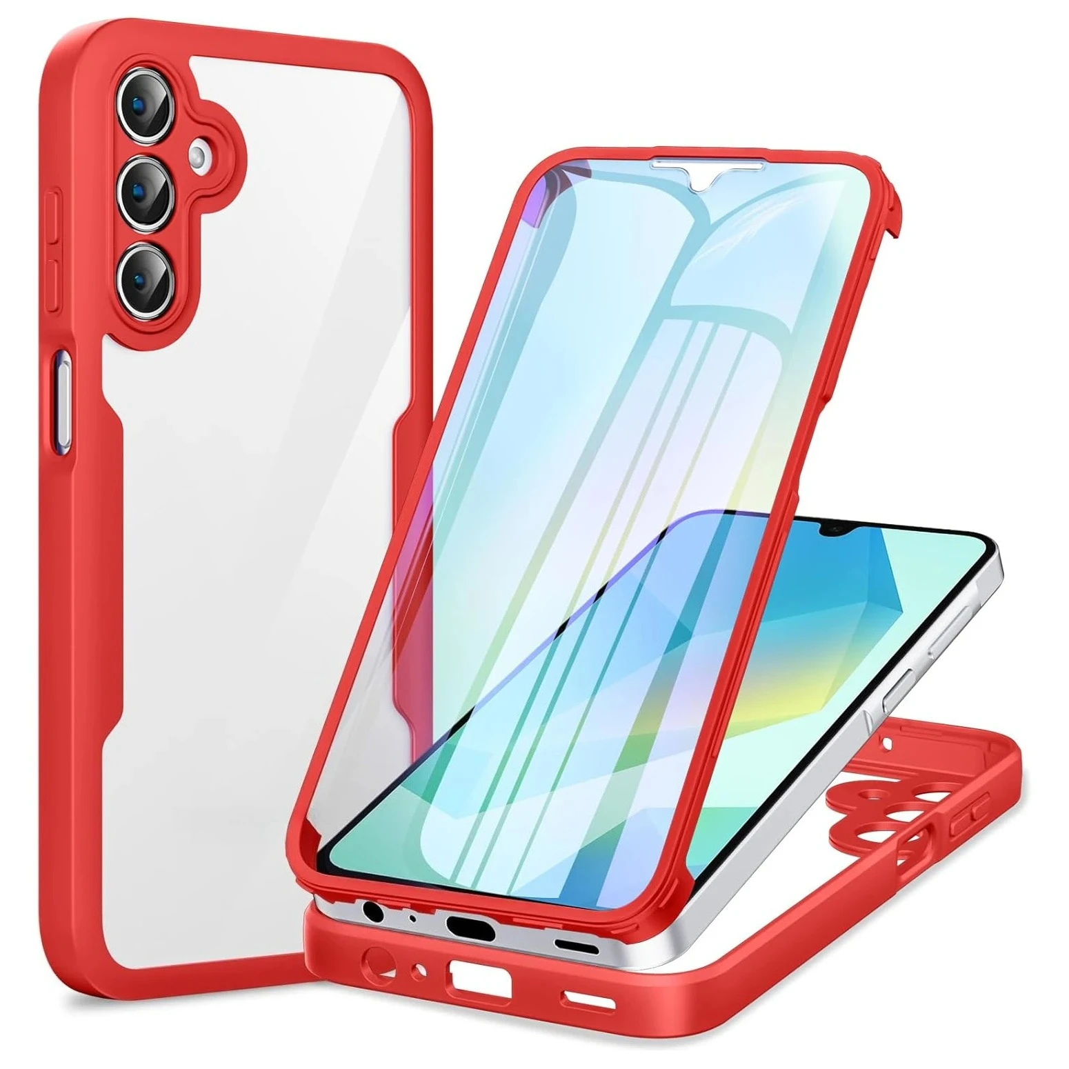 (vermelho, Galaxy A15 5g) Protetor De Tela Com Cobertura Total De 360°, Capa Protetora À Prova De Choque