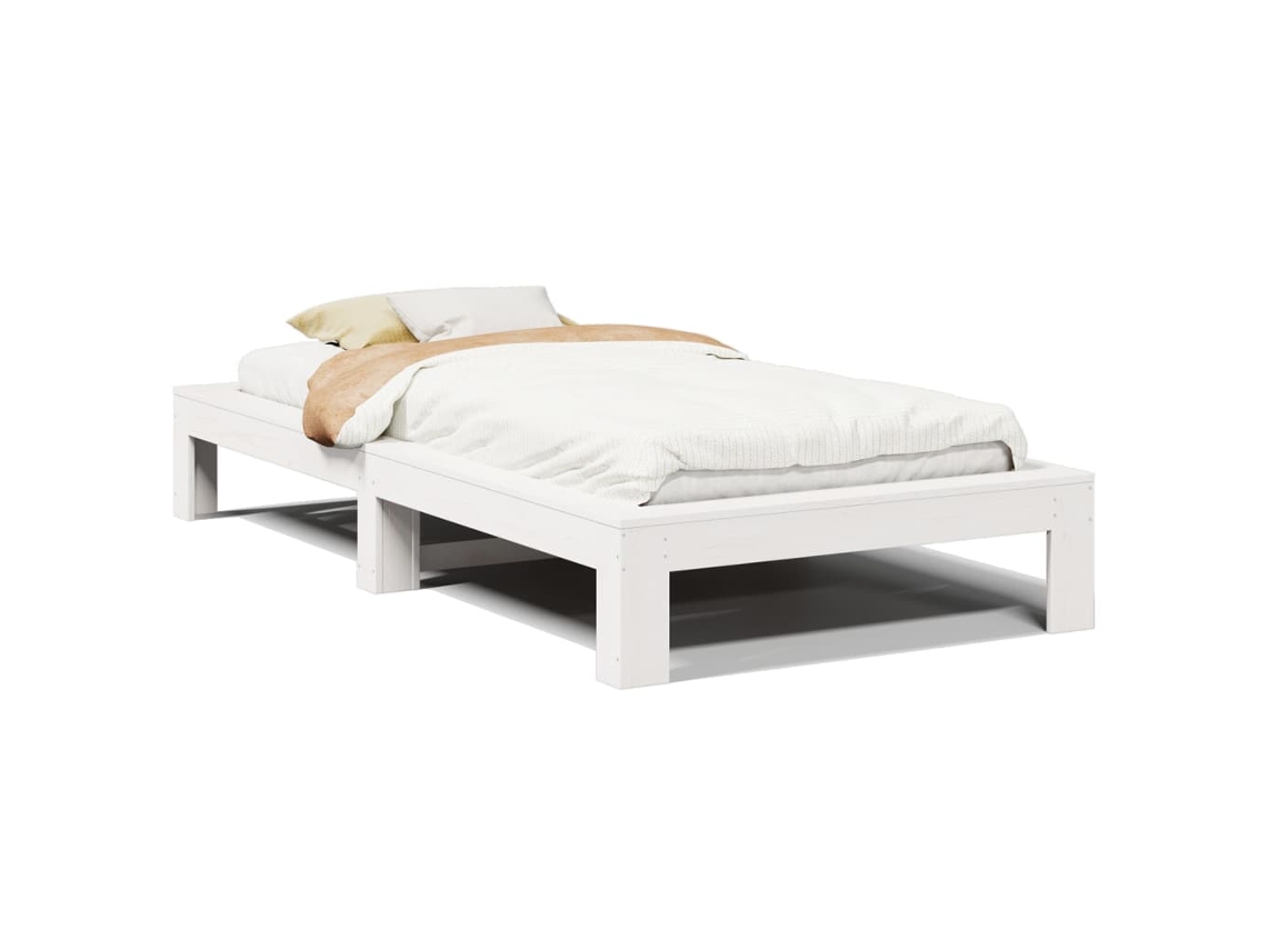 Bed Frame, Bed Frames Vidaxl Branco Madeira De Pinho (100 X 200 Cm)