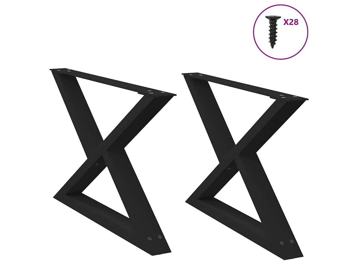 Vidaxl Pés Para Mesa De Centro 2 Peças Preto 70x(42-43,3) Cm Aço