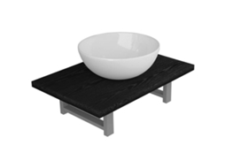 Bathroom Furniture Set, Bathroom Furniture Sets Vidaxl Preto Cerâmica (60 Cm Shelf And 32.5 Cm Round-shaped Basin)