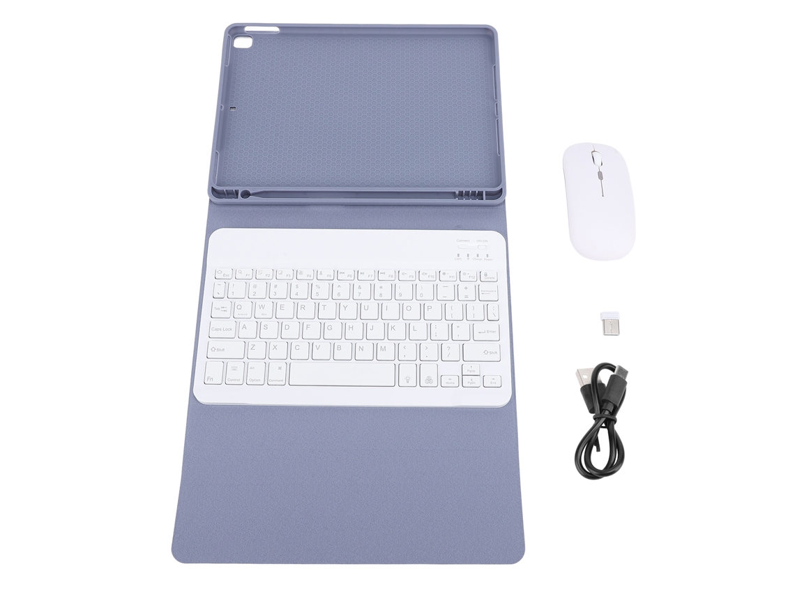 Raum-capa Protetora Para Tablet Air3 Pro 10.5 Polegadas Com Teclado Sem Fio Bluetooth Rgb E Mouse Em Couro Pu Roxo