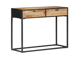 Vidaxl Mesa Consola 100x35x75 Cm Mangueira Áspera E Palha Natural