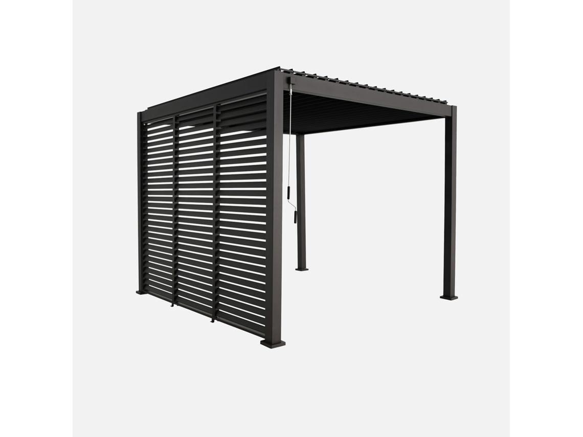 Pérgola Bioclimática 3x3m De Alumínio Lâminas Orientáveis V2 3 Persianas, Antracite