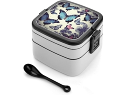 Linda Lancheira Bento Borboleta De Camada Dupla, Design Minimalista Moderno, Empilhável, À Prova De Vazamentos