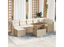Vidaxl Conjunto De Sofá De Jardim 8 Unid. Bege Rattan Sintético