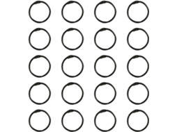 Conjunto de 20 argolas para cartões, com 25 mm de espessura, ideais para enfiar livros, fichas, álbuns de recortes e para uso doméstico.