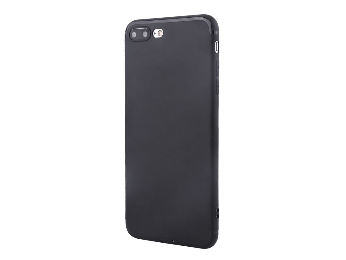 Capa preta sem logo para iPhone 7 Plus em silicone | EOOCOO