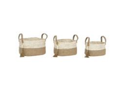 Conjunto de cestos modernos de juta marrom claro natural Home Esprit 41 x 30 x 33 cm (3 peças)