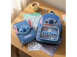 Conjunto Mochila 25x12x30 Cm E Estojo Escolar Stitch