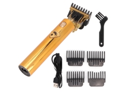 2026 cortadora de Cabelo e Barba Eléctrica Sem Fio com Lâmina em T e 4 Pentes de Aço Inoxidável Dourado para Homens