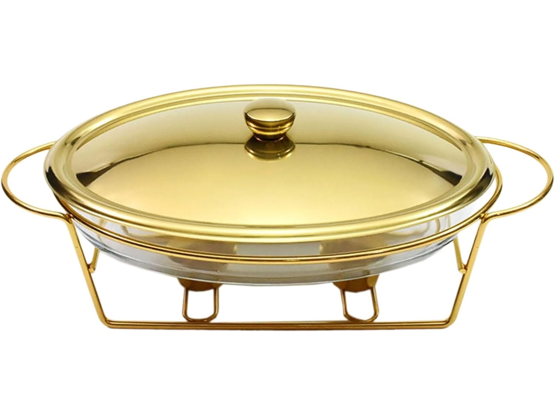 Panelas Aquecidas De Vidro Texturizado Para Buffets, Ideais Para Banquetes E Festas, 3l, Douradas/prateadas.