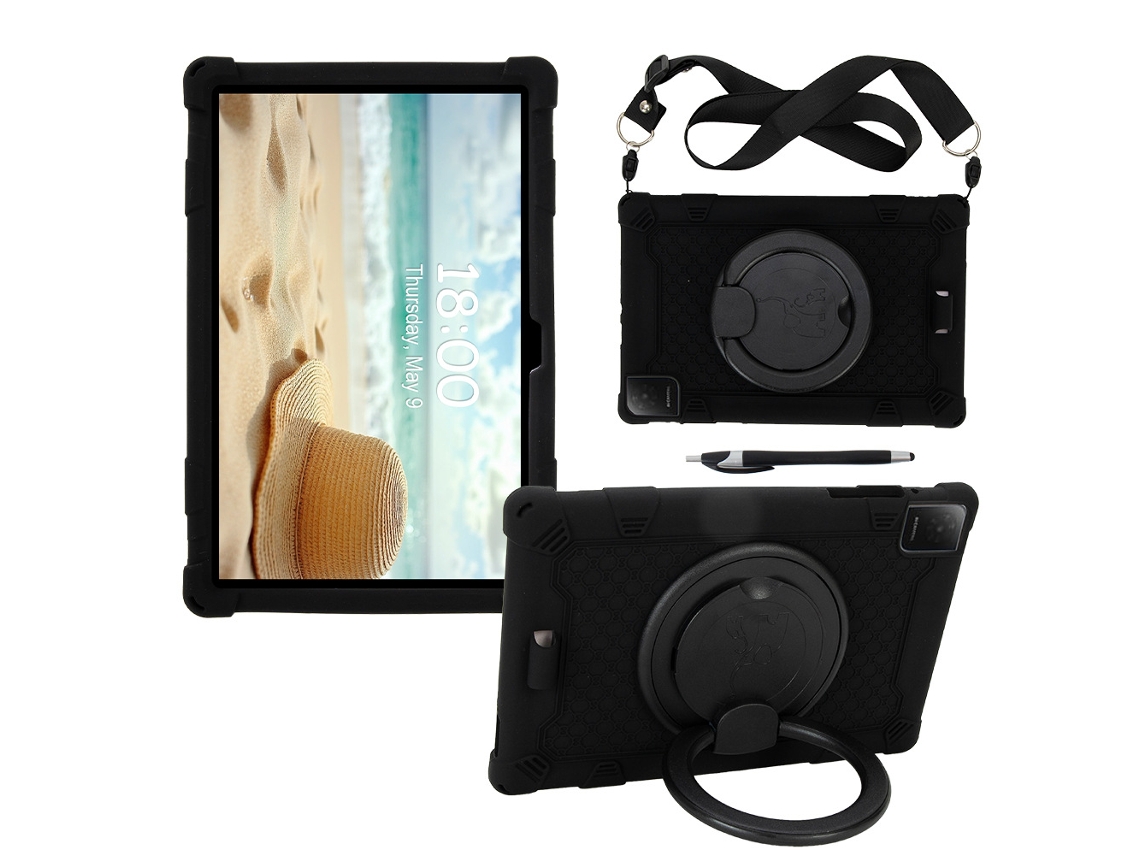 Capa Para Tcl Tab 10l Gen 4, 10.1 Polegadas, Silicone, Inclui Alça De Ombro E Caneta Tátil Czhhmart Preto