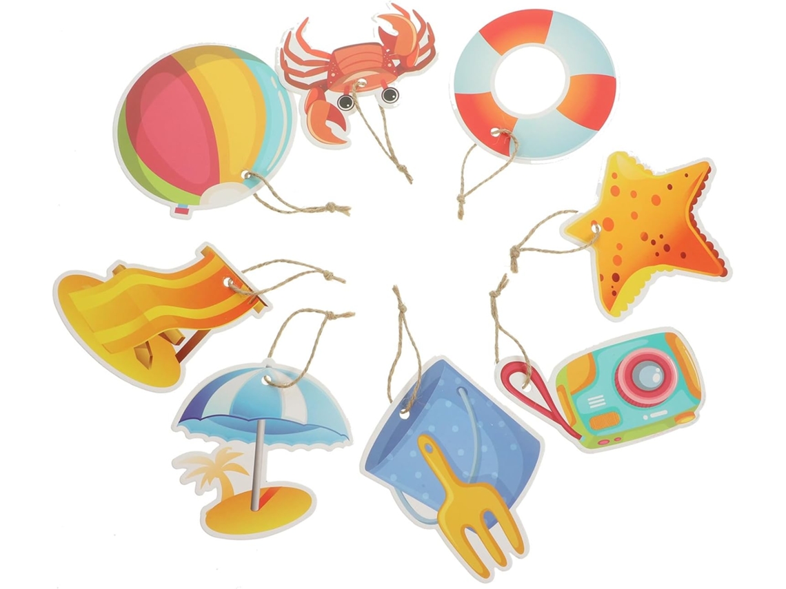 Decorações Havaianas Pendurar Feitas Papelão Corda Algodão 2 Conjuntos 8 Peças Praia Piscina Artigos Festa GOKOCO
