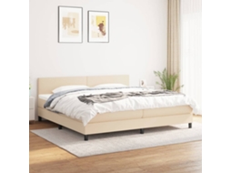 Vidaxl Cama Com Molas/colchão 200x200 Cm Tecido Cor Creme