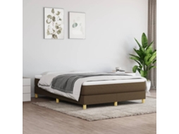 Vidaxl Estrutura De Cama Com Molas 140x190 Cm Tecido Castanho-escuro