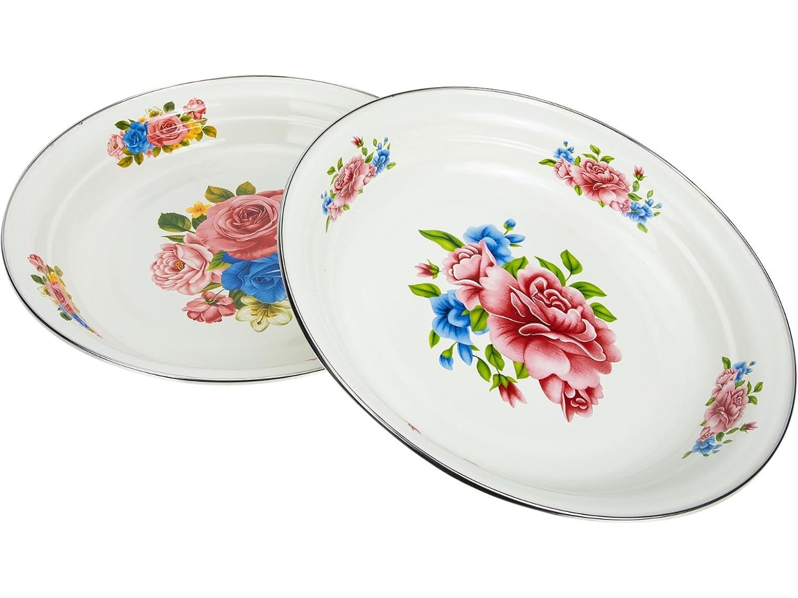 Conjunto De 2 Pratos De Esmalte Grosso Vicasky Com Design Vintage E Estilo Retrô.