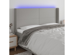 Vidaxl Cabeceira Cama C/ Luzes Led Tecido 203x16x118/128cm Cinza-claro