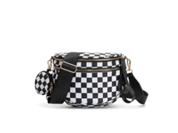 Bolsa de Ombro/transversal Impermeável xadrez Preto e Branco YUNZII