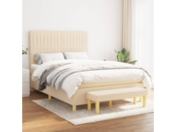 Vidaxl Cama Com Molas/colchão 140x200 Cm Tecido Cor Creme