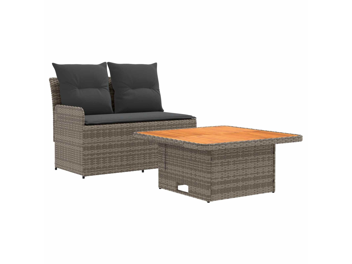 Maison Exclusive - Sofá De Jardim Com Braço E Mesa Levantável 2 Peça Rattan De Pe