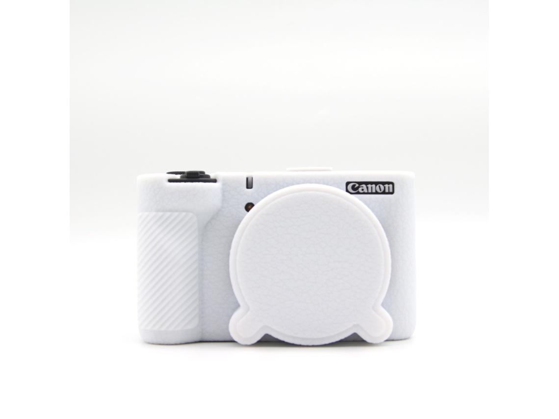 Capa Protetora Silicone HEXINYIGJLY para Canon Powershot V1antirriscos, Acesso Tripé, Tampa de Lente Branco
