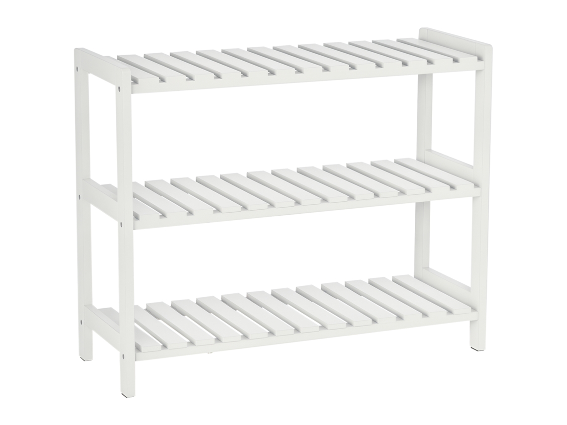 Sapateira De Madeira De 3 Níveis Para Até 9 Pares De Sapatos Para Entrada Corredor Dormitório 70x26x57,5cm Branco