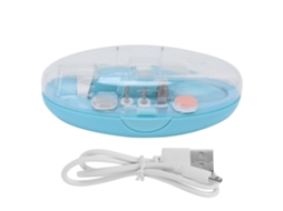 Primerox lixa Elétrica de Unhas para Bebê Kit de Manicure Infantil com 6 Cabeças para Bebês Toddlers Azul Claro