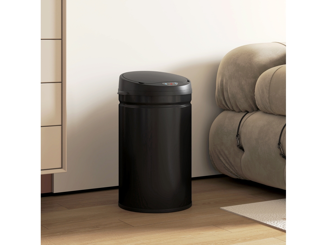 Lata De Lixo Cozinha Automática 30l Aço Inoxidável, Com Tampa Fechamento Suave, 32x30,5x51cm, Preto