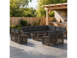 Vidaxl Conjunto De Sofá De Jardim 13 Unid. Cinza E Cinza Escuro