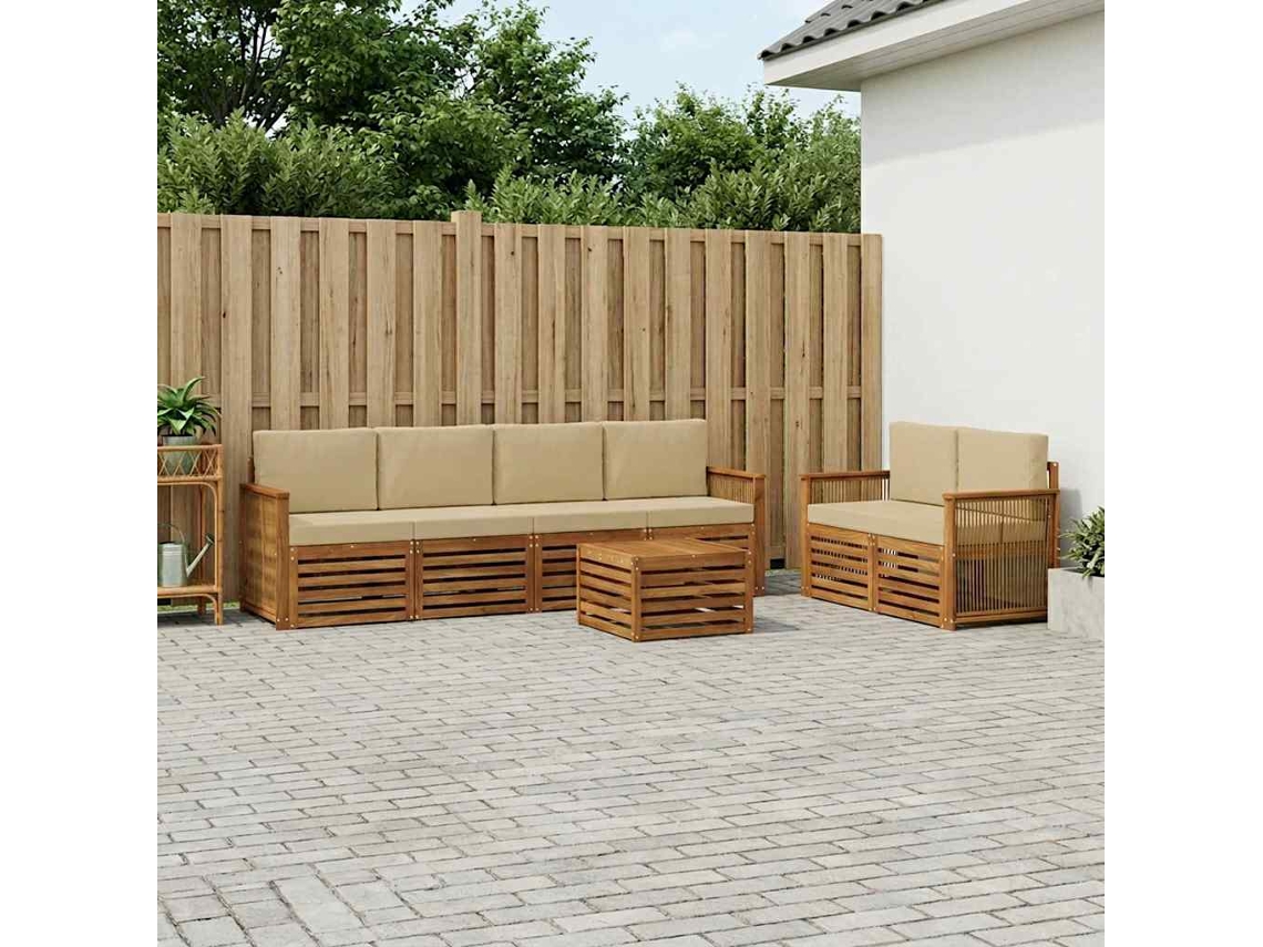 Vidaxl Conjunto De Sofás Para Exterior 7 Unid. Natural E Bege