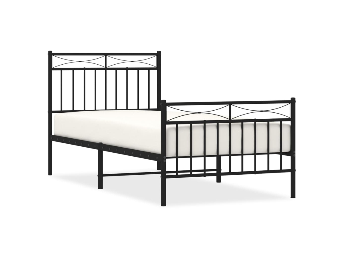 Bed Frame, Bed Frames Vidaxl Preto Aço (90 X 200 Cm)