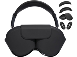 Capa de Silicone 4 em 1 para Airpods Max, com Bolsa de Armazenamento, Material de Couro Maciopretoczhhmart